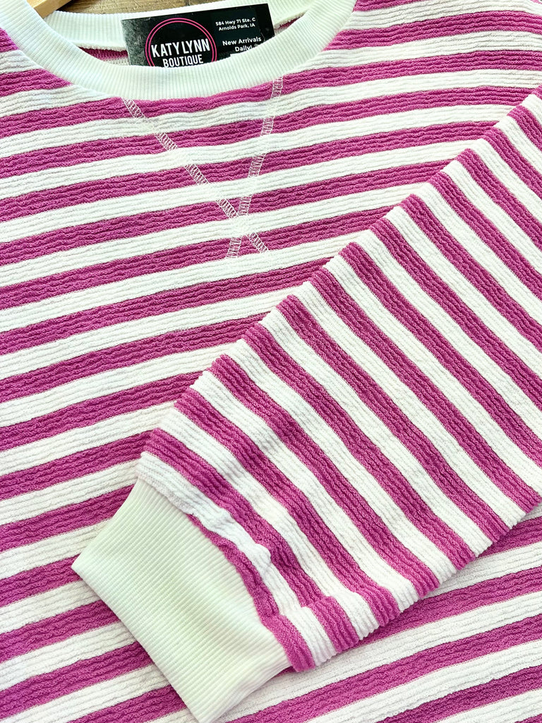 Millie Striped Crewneck - Mauve