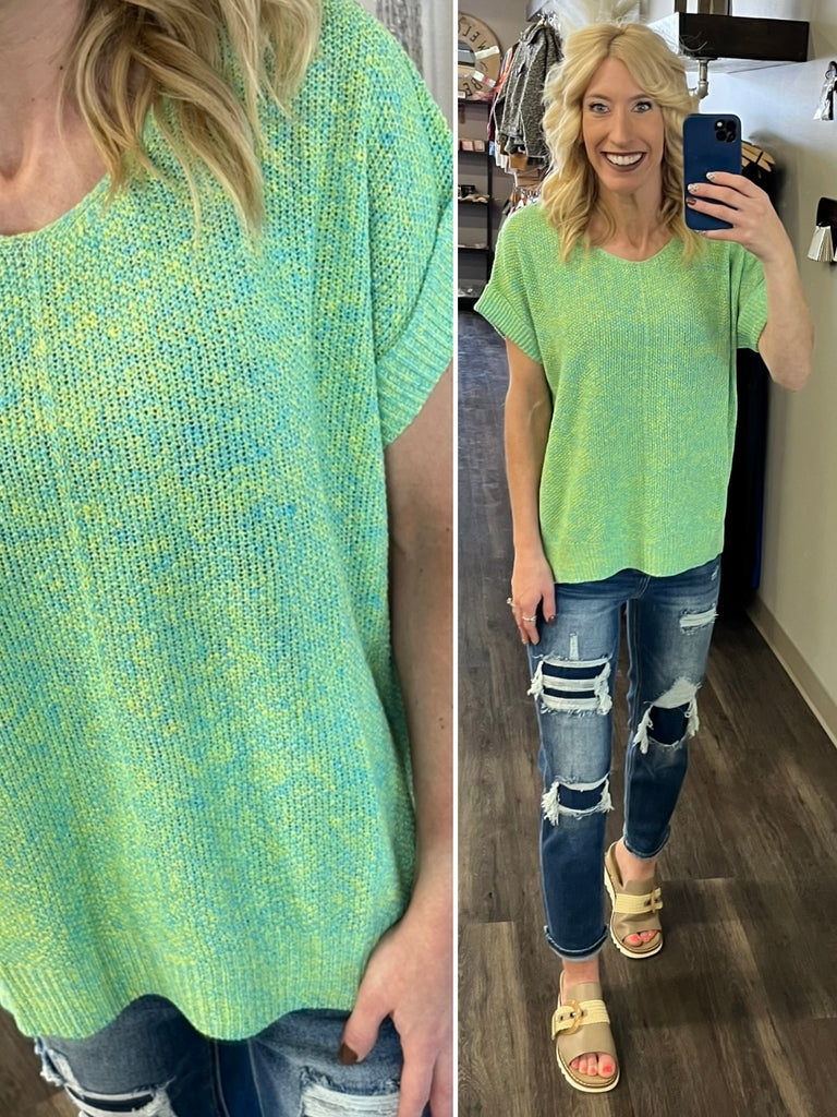 Lexie Dolman Sweater Top - Lime