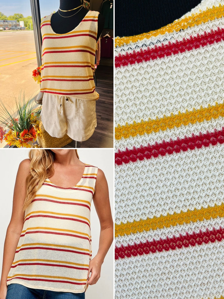 Burgundy & Gold Knit Tank