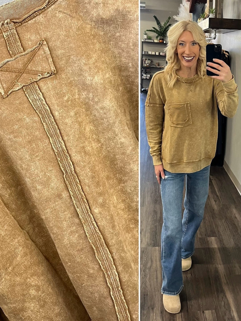 Sara Mineral-Wash Long Sleeve - Camel