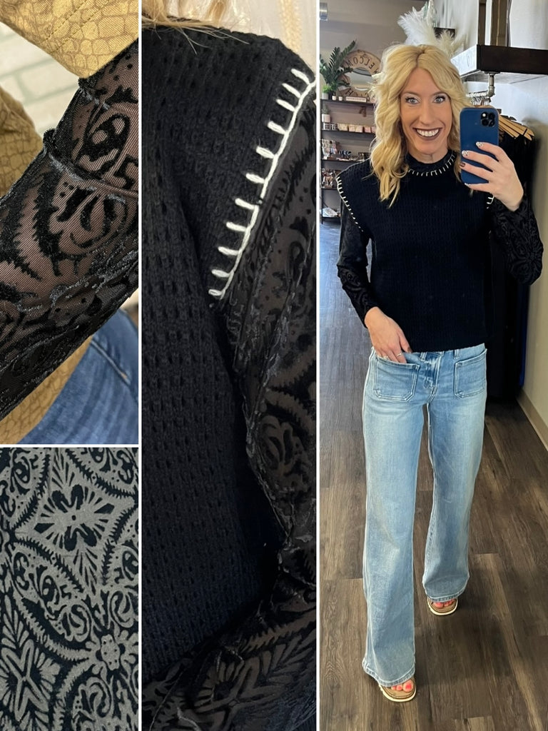 Velvet Mesh Long Sleeve