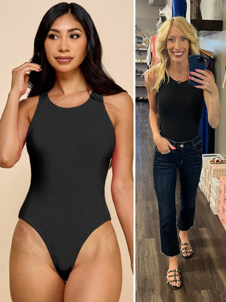 Darci Double Layered Bodysuit - Black (Slim Fit)
