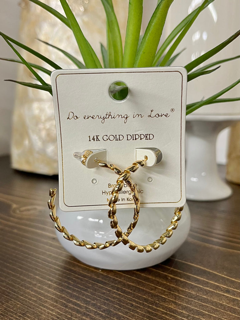 Kelsie Twisted Hoop Earrings - Gold