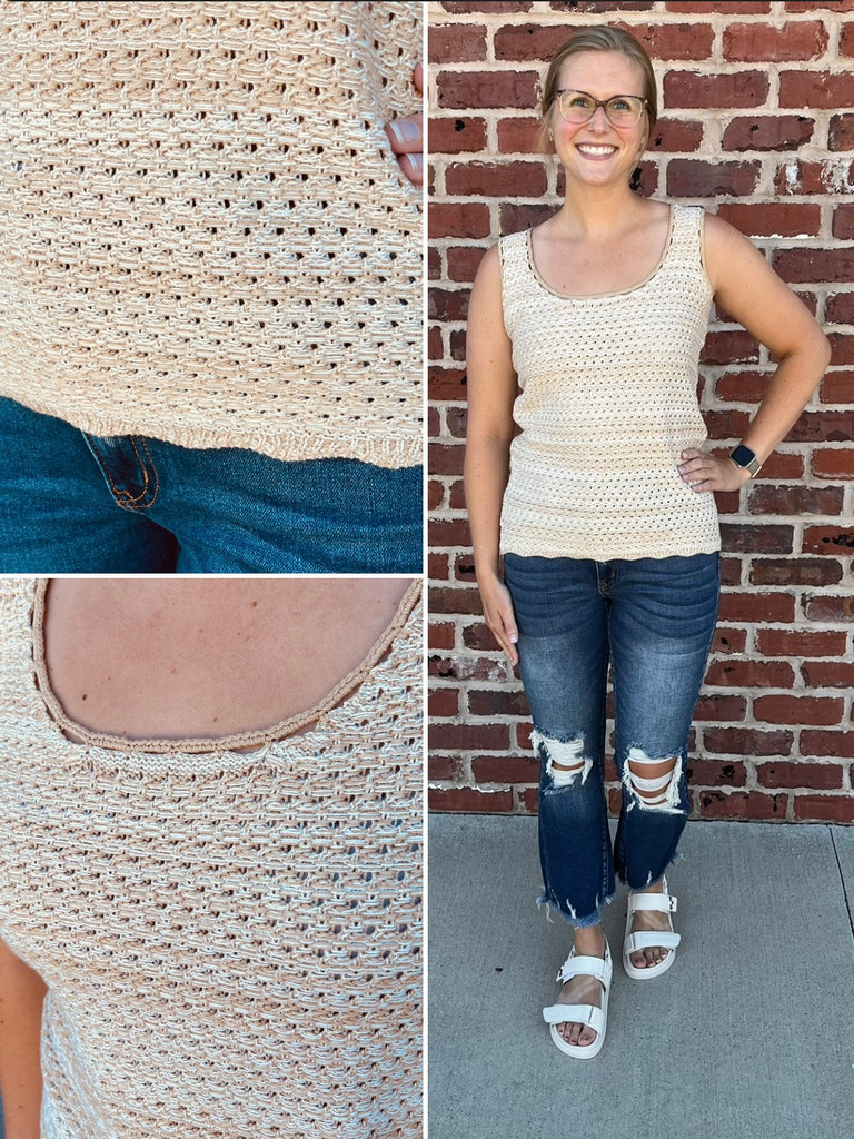 Vaeda Crochet Tank - Mocha