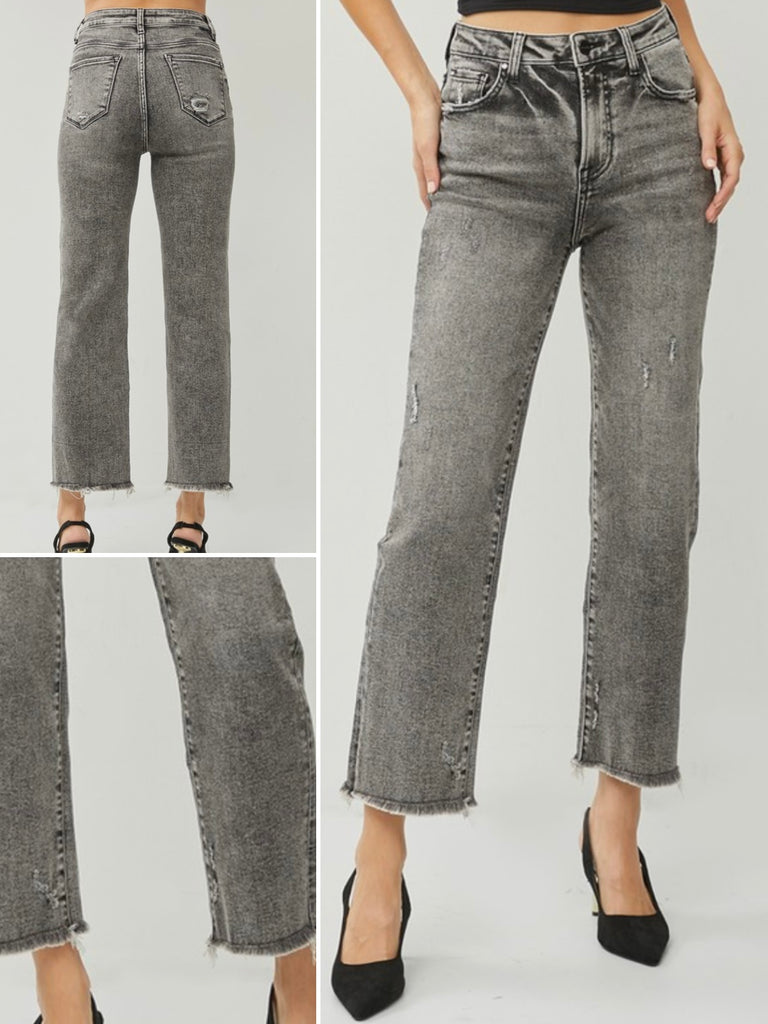 Jena High-Rise Frayed Denim - Acid Black