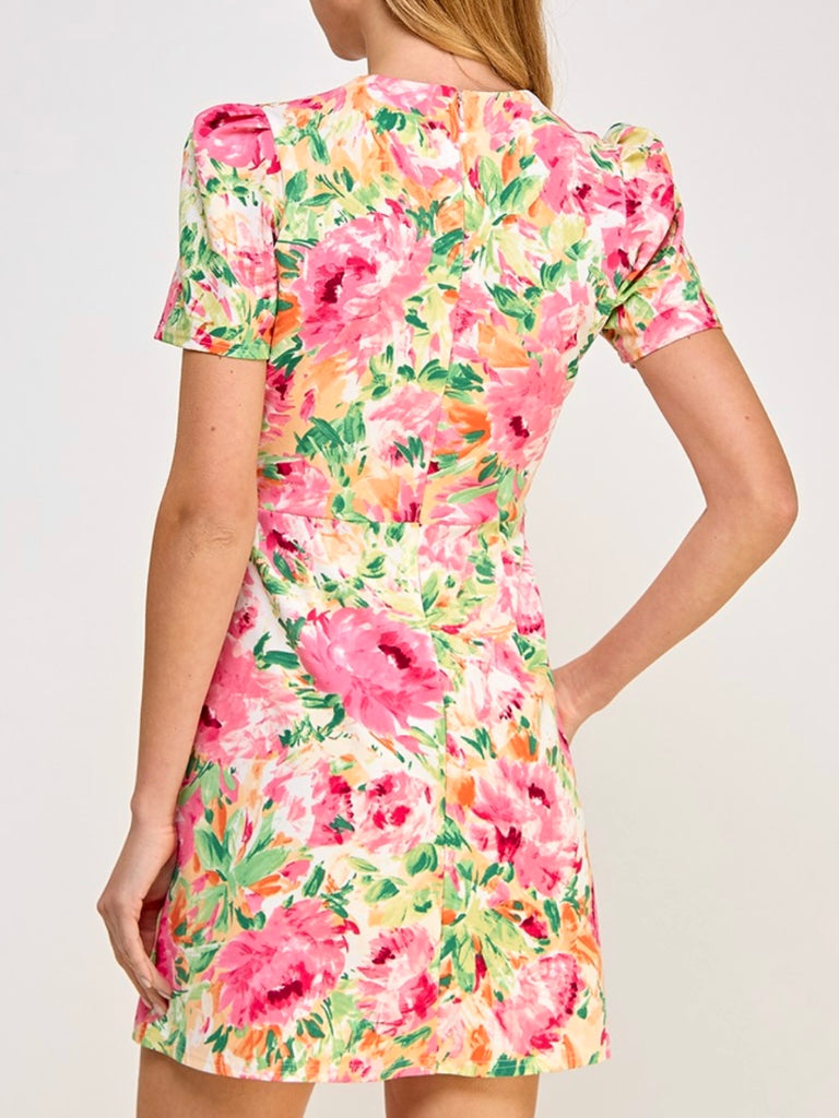 Marni Floral Short Sleeve Dress - Pink