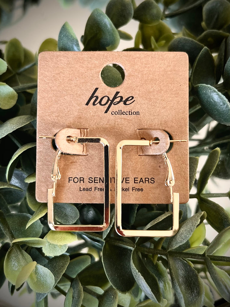 Riley Rectangle Hoops - Gold