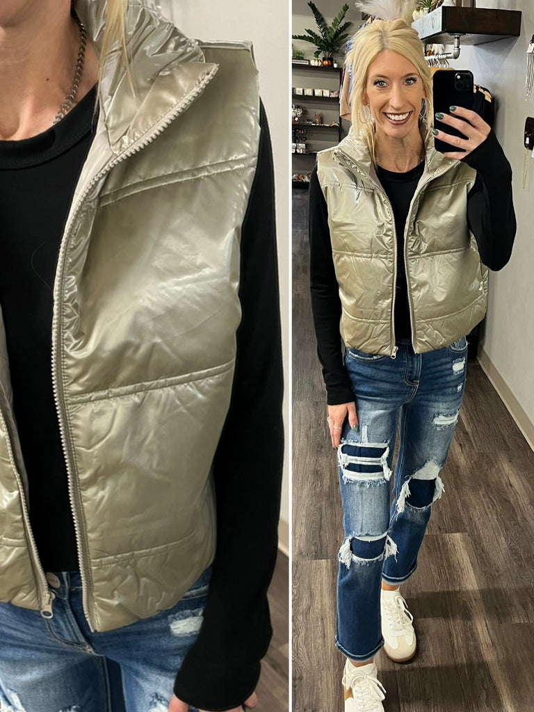 Matilda Puffer Vest - Golden Taupe