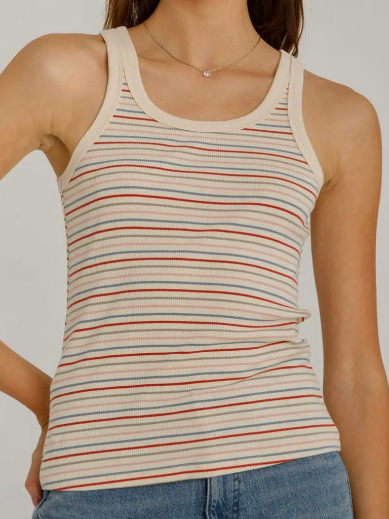Clarissa Striped Tank - Red Multi