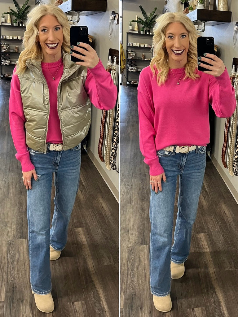 Laura Drop-Shoulder Sweater - Pink