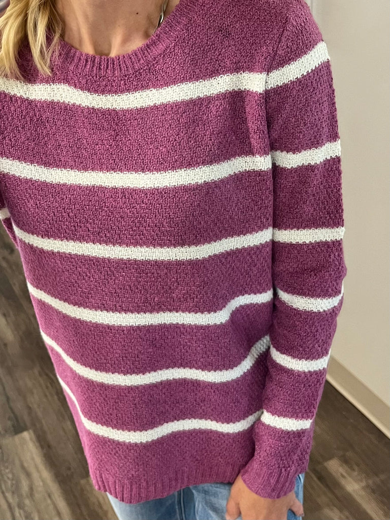 Avery Striped Magenta Sweater