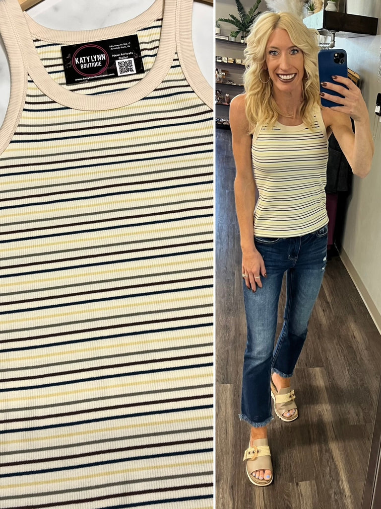 Clarissa Striped Tank - Teal Multi