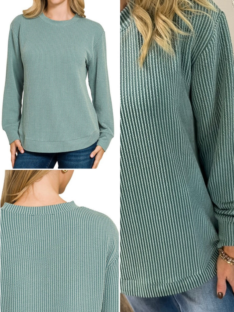 Maddie Ribbed Long Sleeve - Jade