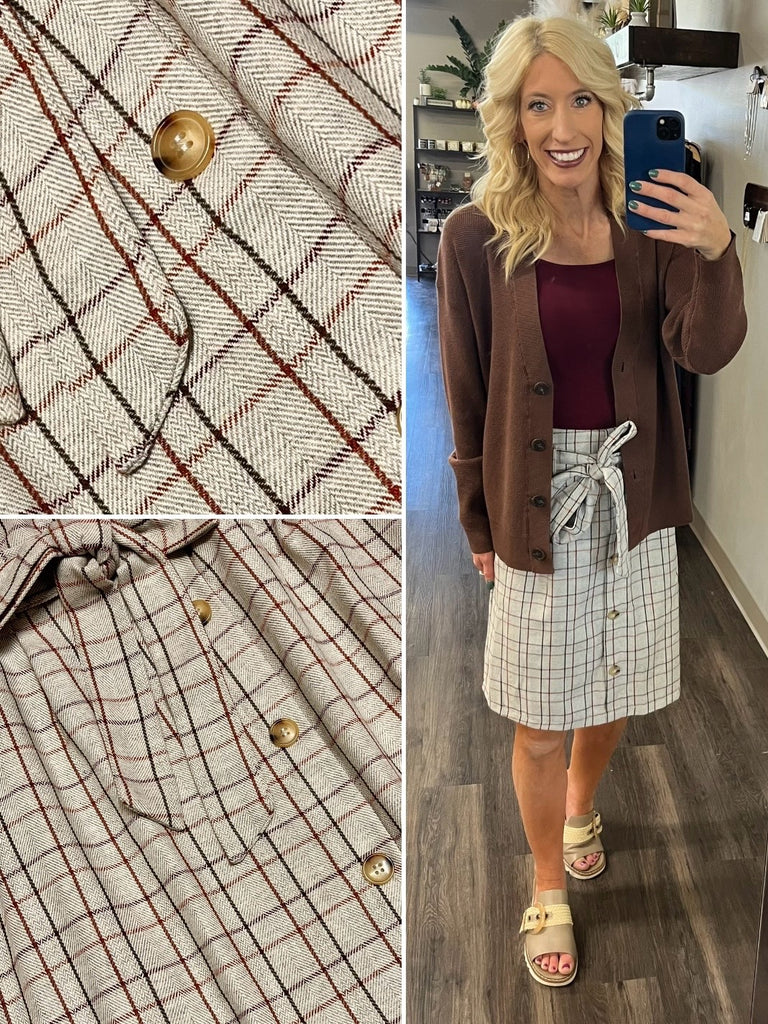 Jerry Plaid Skirt with Tie