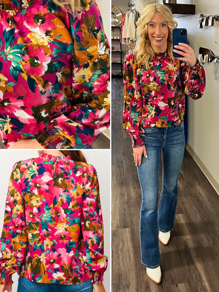 Lainey Magenta Floral Blouse
