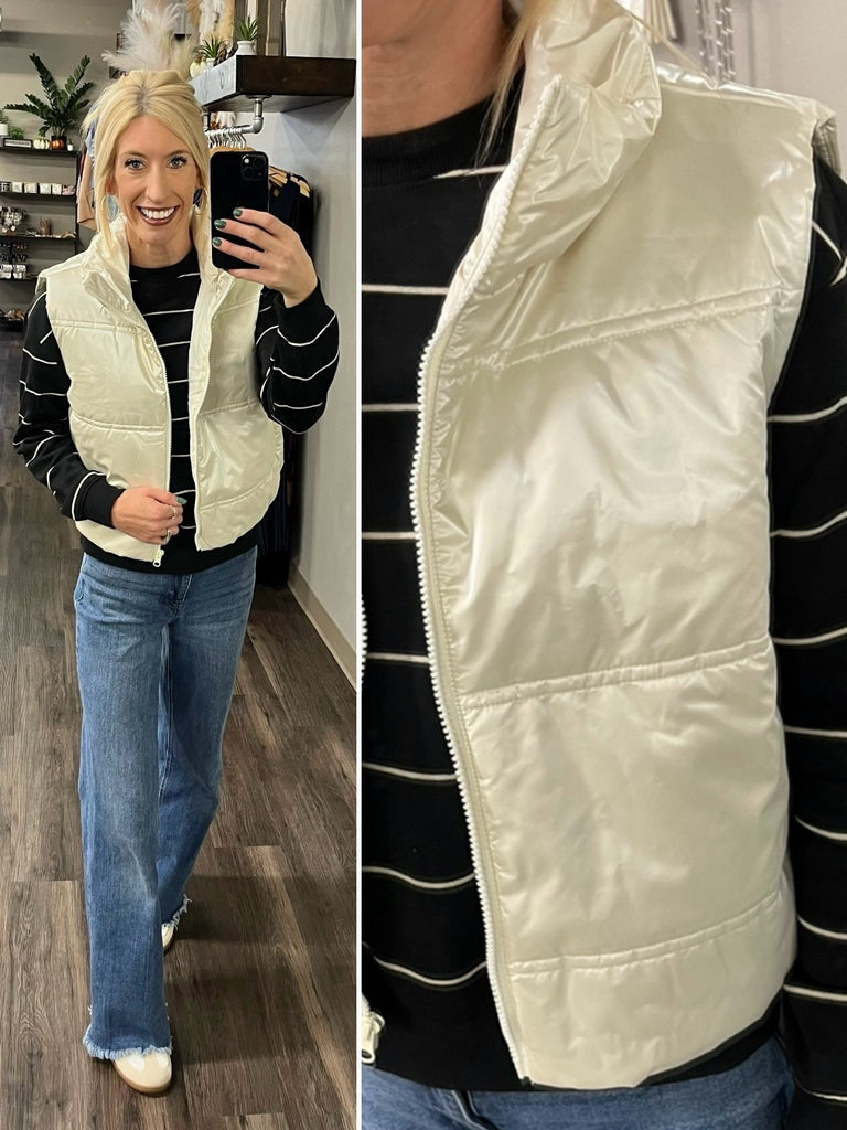 Matilda Puffer Vest - Pearl