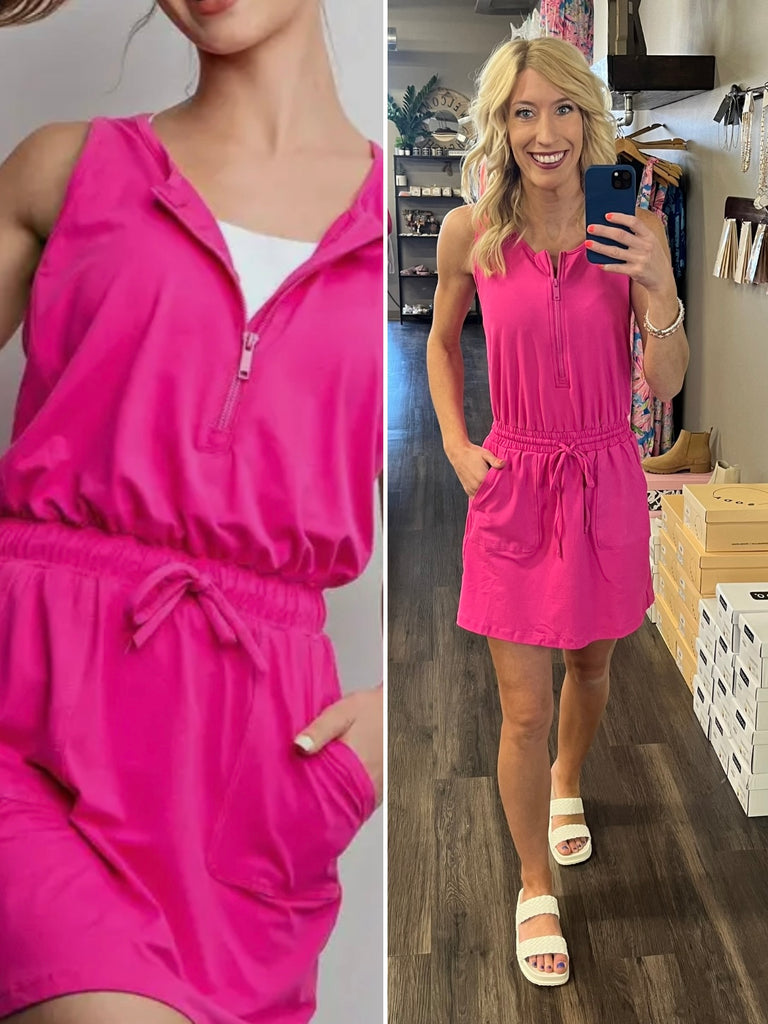 Maddie Essential Dress - Hot Pink
