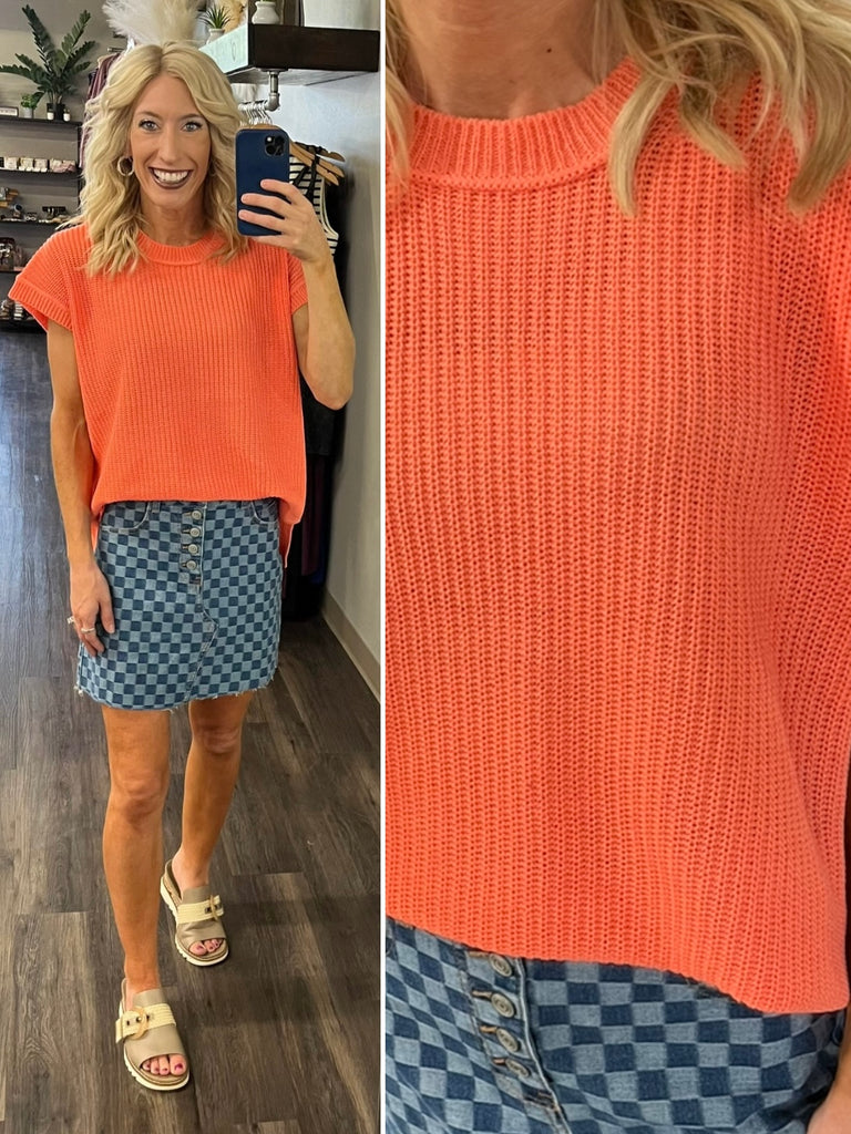 Elodie Knitted Top - Coral