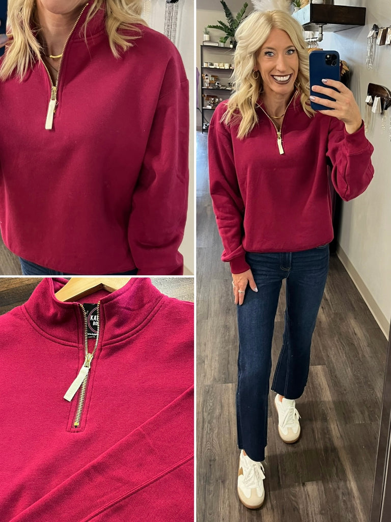 Sam Gold Accent Quarter Zip - Berry
