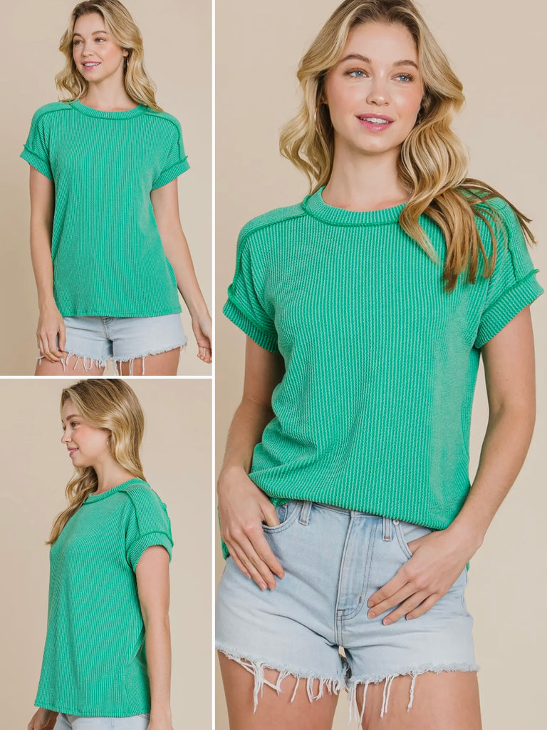 Hallie Ribbed TShirt - Green