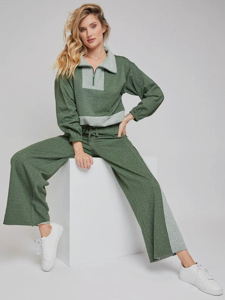 Britta Wide Leg Lounge Pant - Pesto