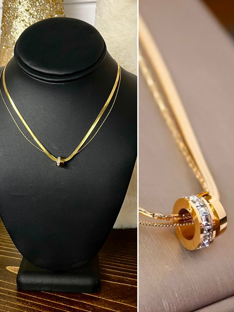 Mia Double Chain Necklace - Gold