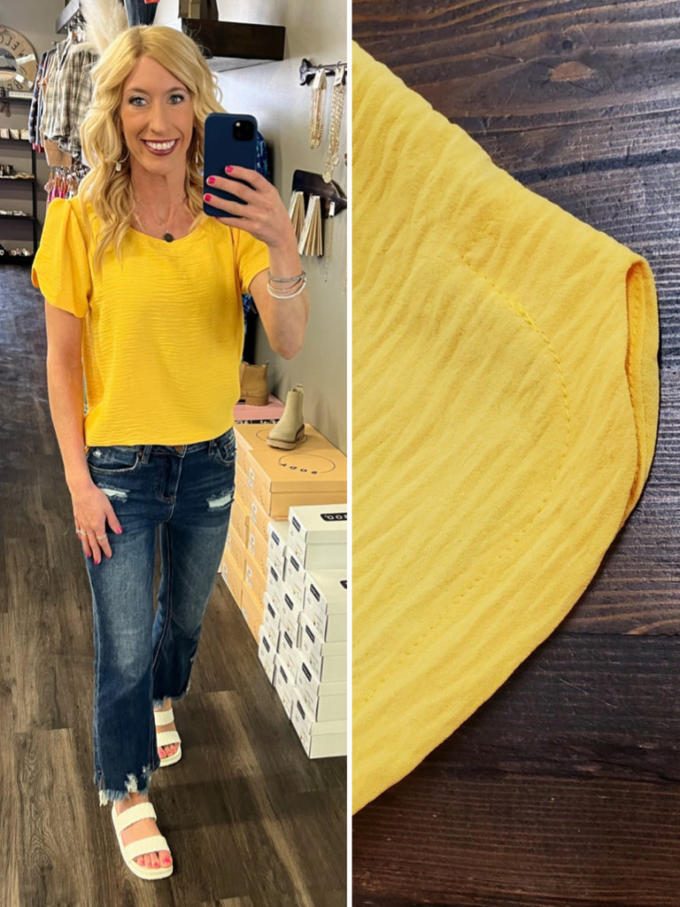 Oakleigh Scalloped Sleeve Blouse - Sunflower