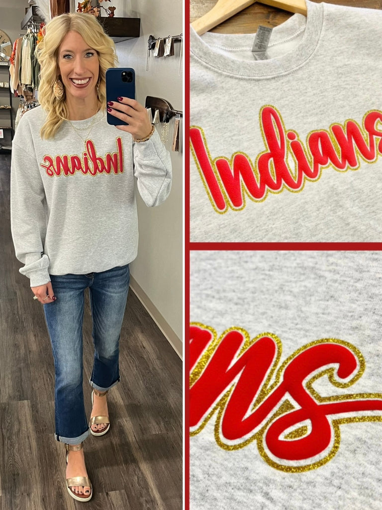 Puff Lettering Indians Crewneck