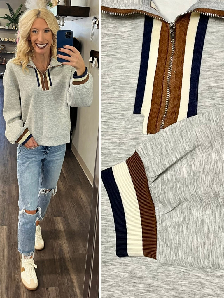 Trish Quarter Zip - Heather Gray