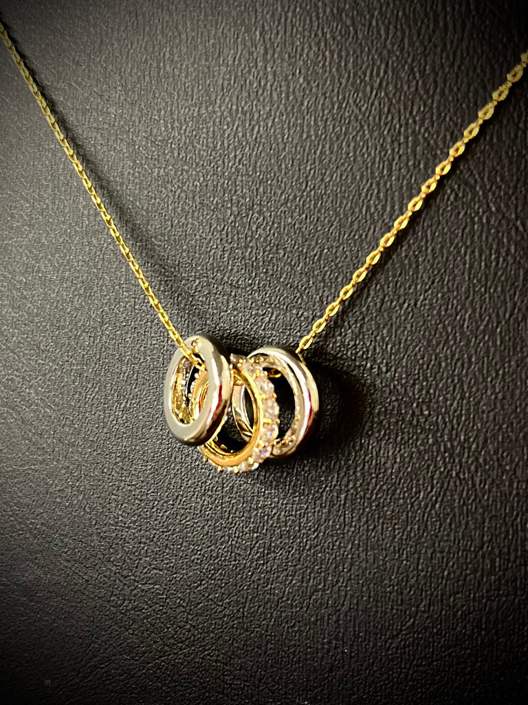 Trinity Triple Hoop Mixed Metals Necklace