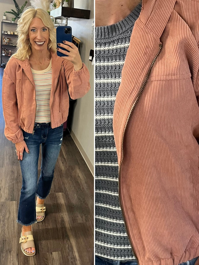 Riley Light Corduroy Jacket - Burnt Sienna