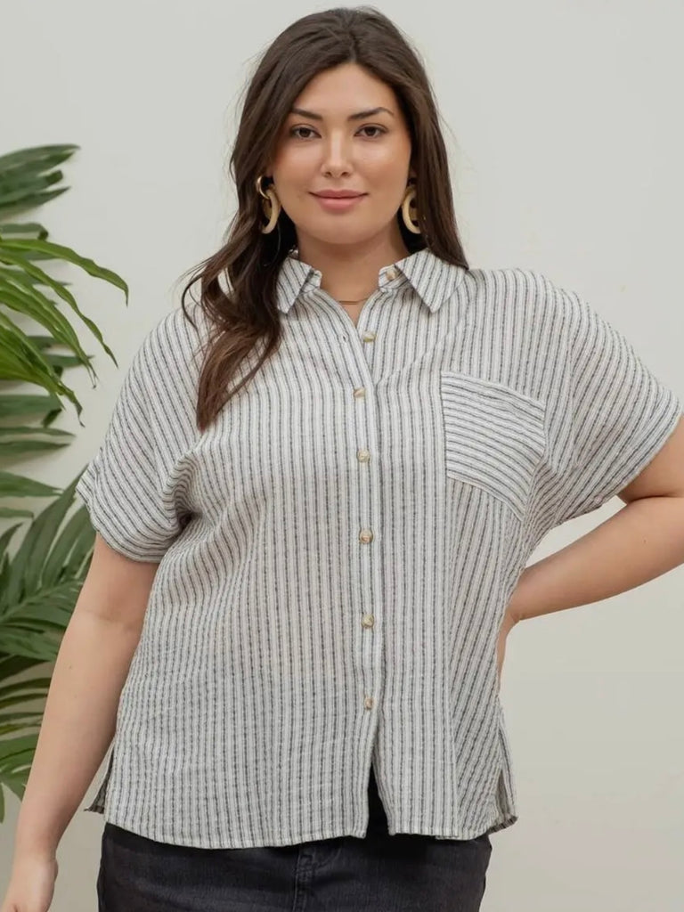 Trish Striped Button-Up - PLUS