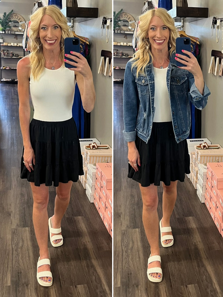 Renlee Butter-Soft Tiered Skirt - Black