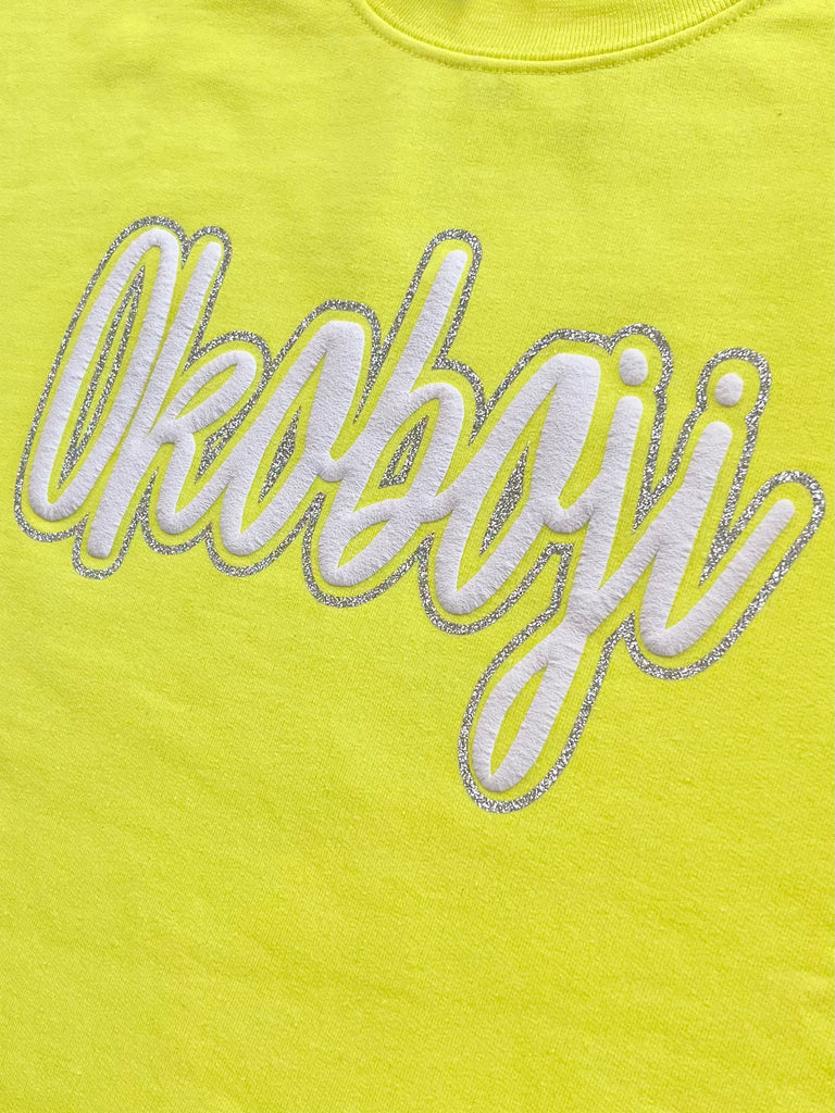 Okoboji Neon Yellow Glam Crewneck