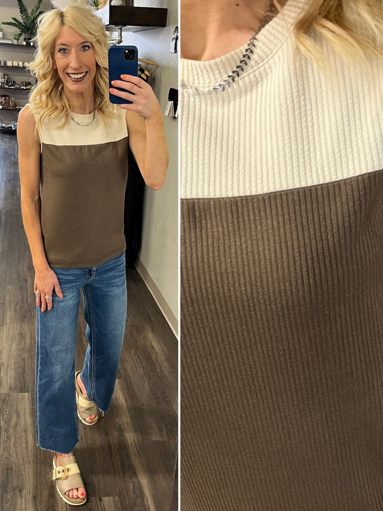 Trisha Color-Block Tank - Latte/Mocha