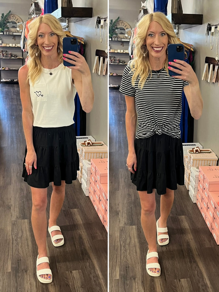 Renlee Butter-Soft Tiered Skirt - Black