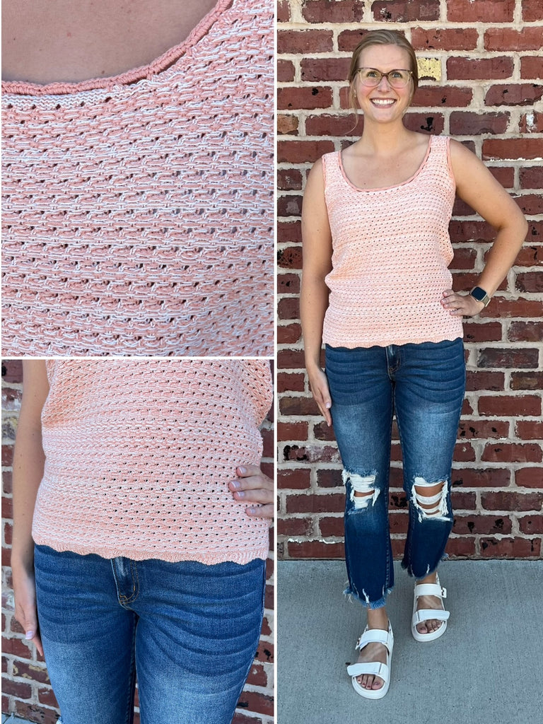 Vaeda Crochet Tank - Peach