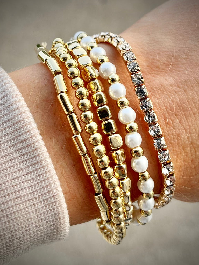 Julia 5 Pc Stretch Bracelets - Gold