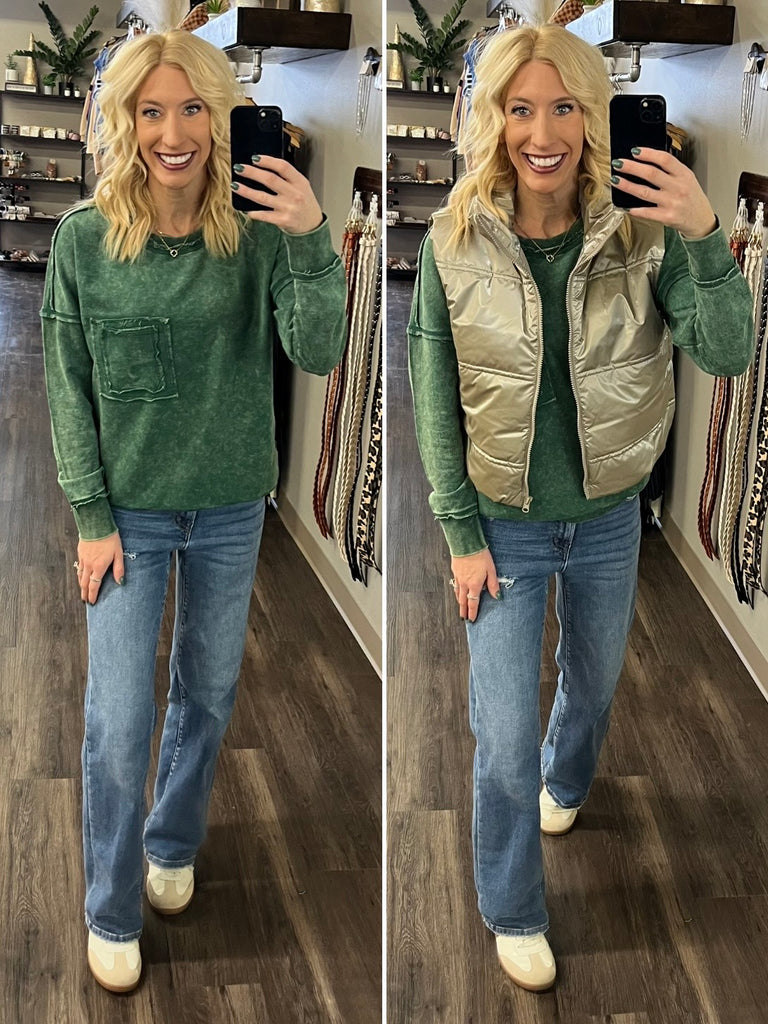 Sara Mineral-Wash Long Sleeve - Green