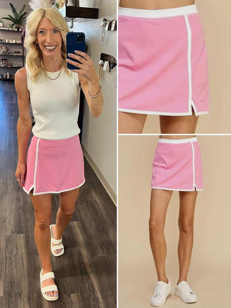 Mae Skort - Pink/White