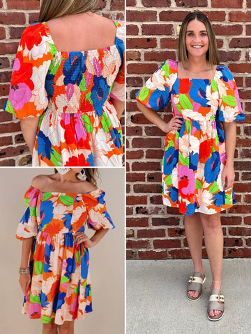 Grace Coral Flutter Sleeve Dress