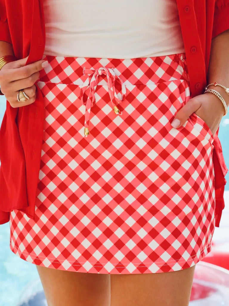 Rori Red Gingham Skort
