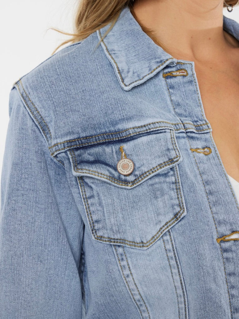 Nylah Fringe Hem Denim Jacket - Light Wash