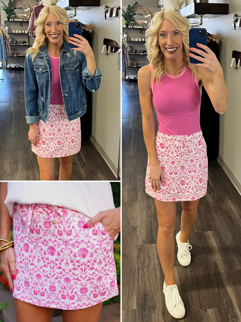 Kayla Skort - Pink Floral