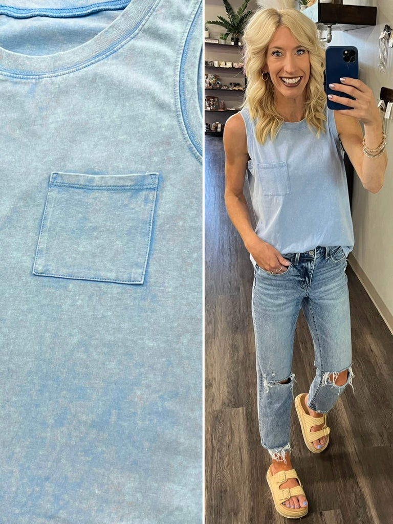 Hazel Mineral Wash Tank - Sky Blue