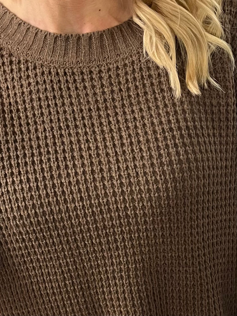 Terri Waffle Knit Sweater - Mocha Brown