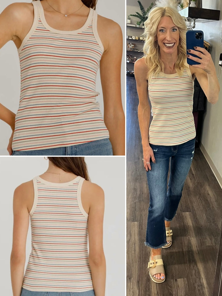 Clarissa Striped Tank - Red Multi