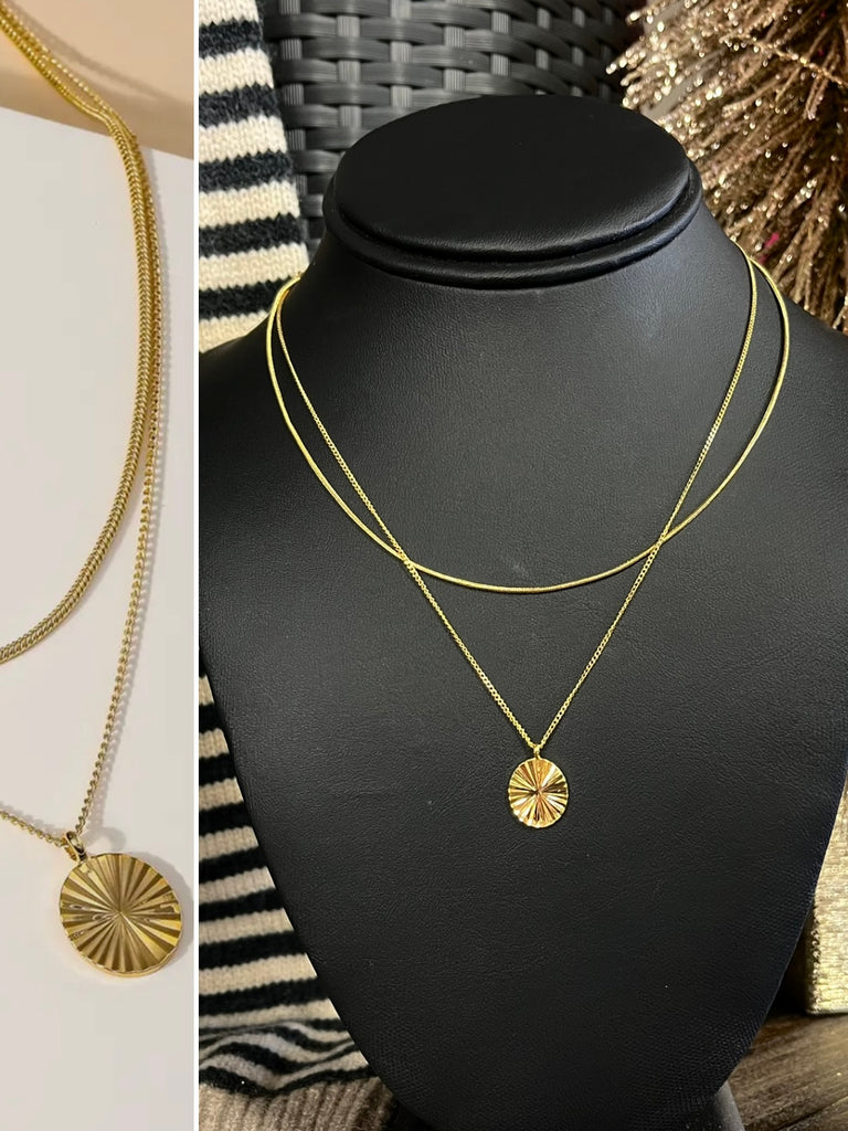 Sunburst Double Chain Necklace