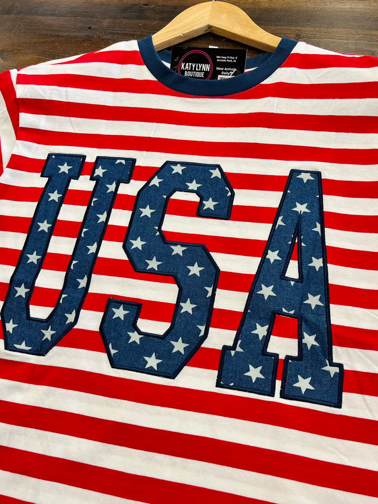 Shelly USA Red/White Striped T-Shirt