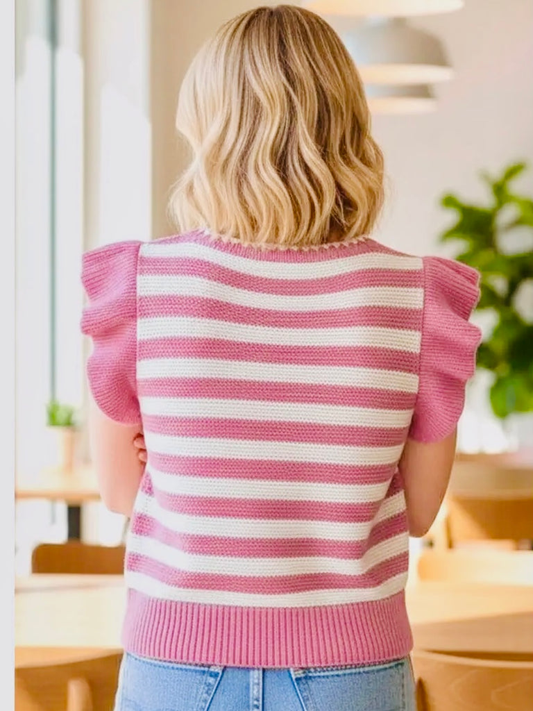 Mindy Ruffle Cap Sleeve Sweater